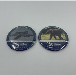 2 Disney's Wildlife Conservation Fund 20th Ann. Sea Turtle/Elephant Buttons